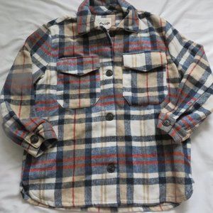 Miss Selfie Blue/Tan Plaid Shirt  USED